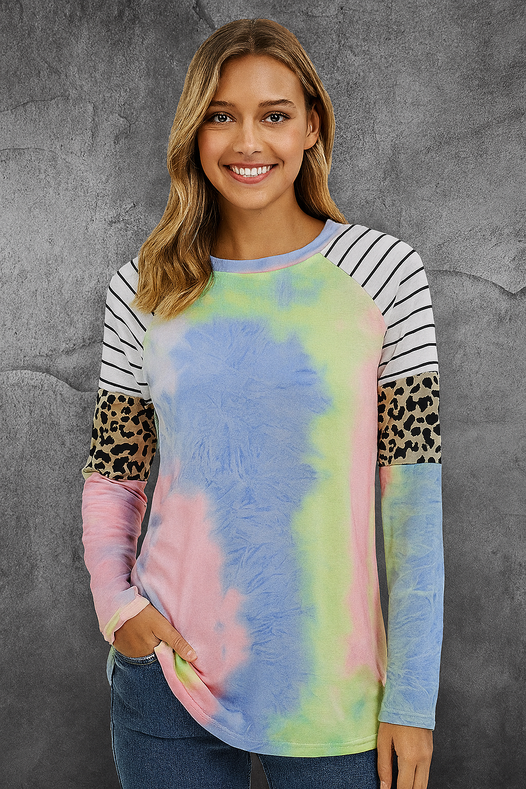 Tie-dyed leopard-print T-shirts